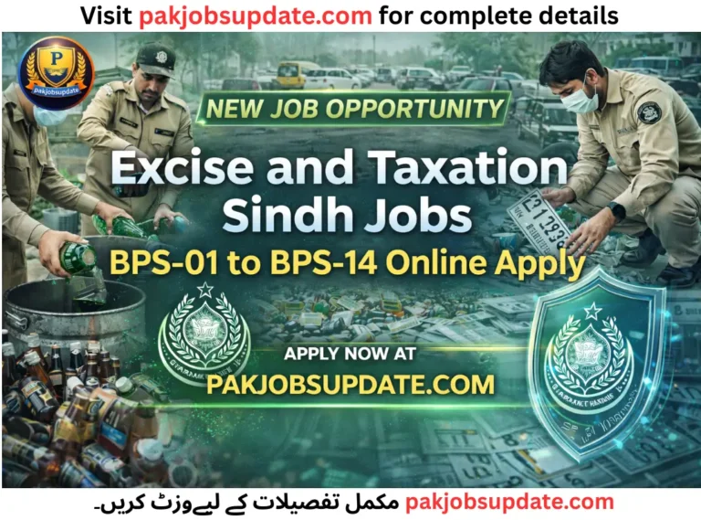 Excise and Taxation Sindh Jobs BPS-01 to BPS-14 Online Apply