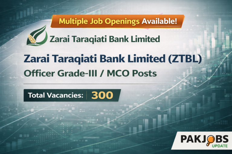 Zarai Taraqiati Bank Limited (ZTBL) New Jobs Apply Online