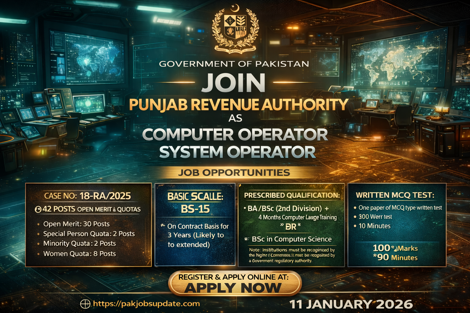 Punjab Revenue Authority Computer Operator Jobs 2025 Under PPSC (BS-15)