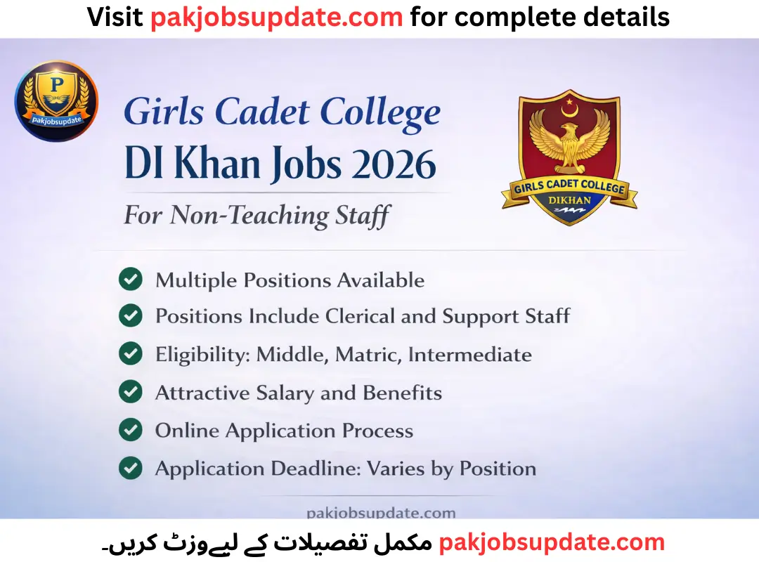 Girls Cadet College DI Khan Jobs 2026 for Non-Teaching Staff APPLY ONLINE
