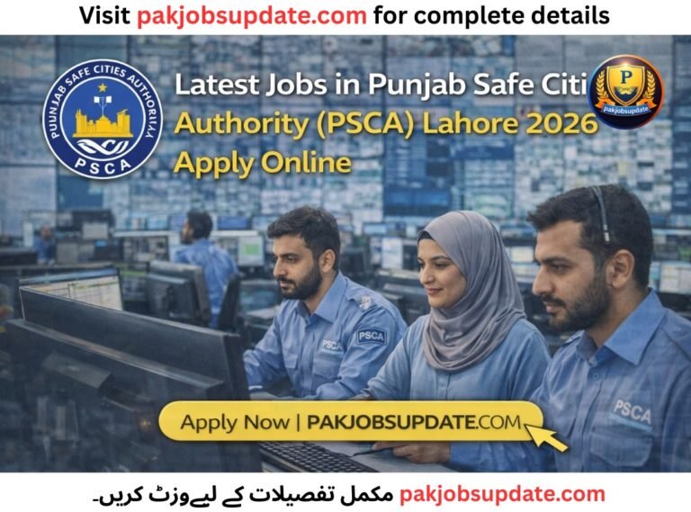 Latest Jobs in Punjab Safe Cities Authority (PSCA) Lahore 2026 Apply Online