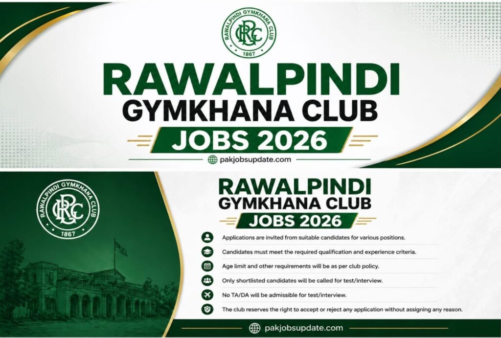 Rawalpindi Gymkhana Club Jobs 2026, gymkhana careers