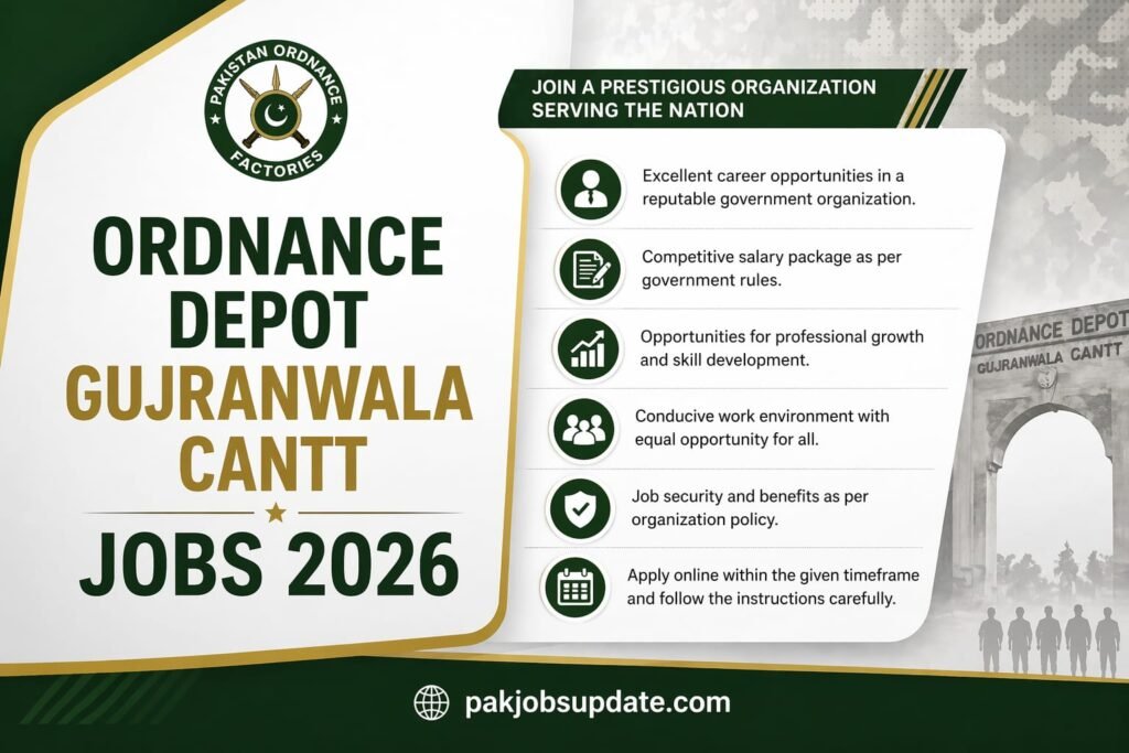 ordnance depot gujranwala jobs 2026