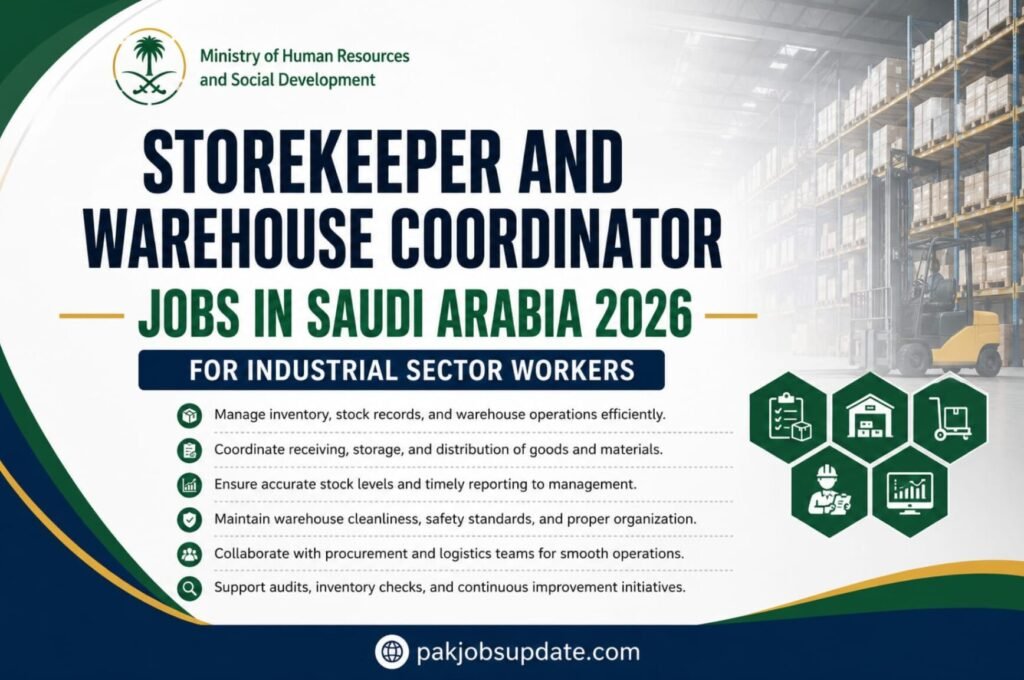 Storekeeper and Warehouse job in saudi Arabia 