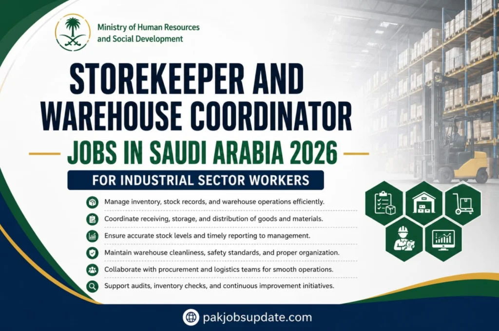 Storekeeper and Warehouse job in saudi Arabia 