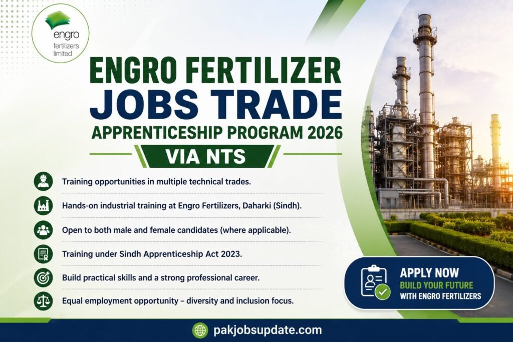 Engro Fertilizer Jobs Trade Apprenticeship Program 2026 via NTS