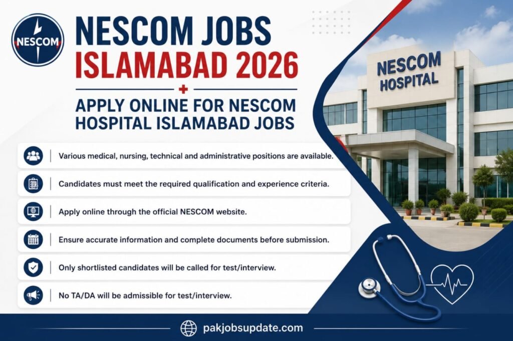 Nescom Hospital Jobs Islamabad 2026 Apply Online For Nescom Islamabad Jobs