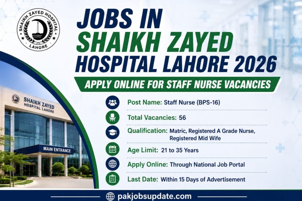 Jobs in Shaikh Zayed Hospital Lahore 2026 Apply Online For Staff Nurse Vacancies