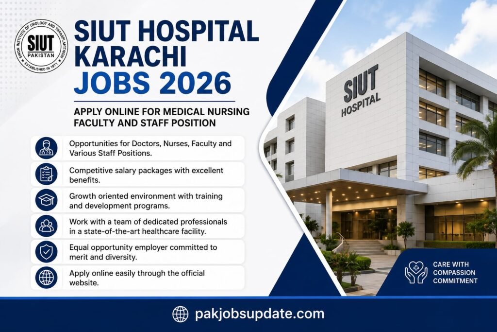 SIUT Hospital Karachi Jobs 2026 Apply Online For Medical Nursing Faculty And Staff Position