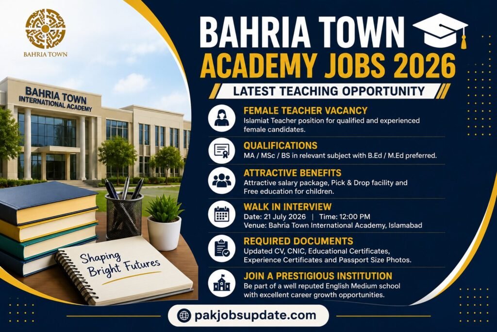 Bahria Town Academy Jobs 2026 Latest Teaching Opportunity