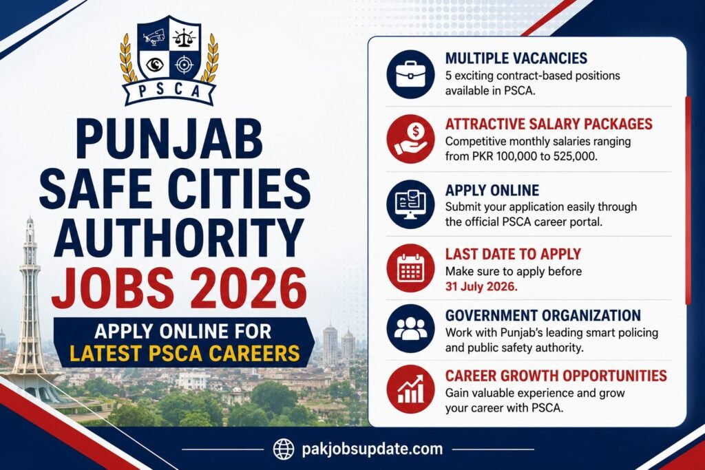 Punjab Safe Cities Authority Jobs 2026 Apply Online for Latest PSCA Careers