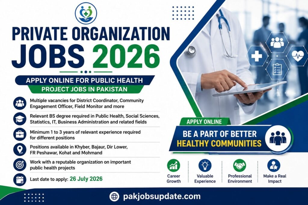 Private Organization Jobs 2026 Apply Online For Public Health Project Jobs in Pakistan