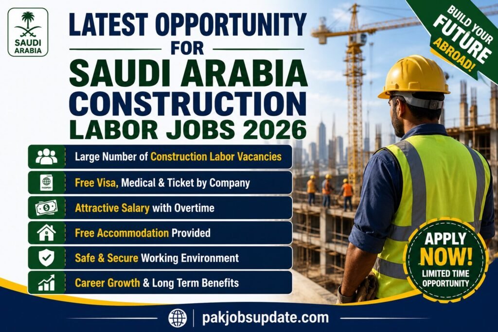 Latest Opportunity for Saudi Arabia Construction Labor Jobs 2026