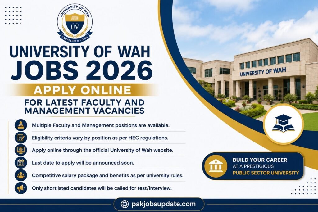 University of Wah Jobs 2026 Apply Online for Latest Faculty and Management Vacancies