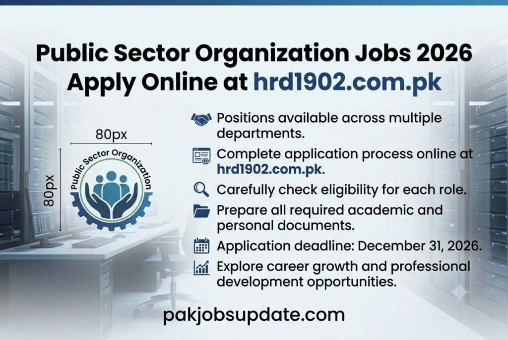 Public Sector Organization Jobs 2026 Apply Online at hrd1902.com.pk