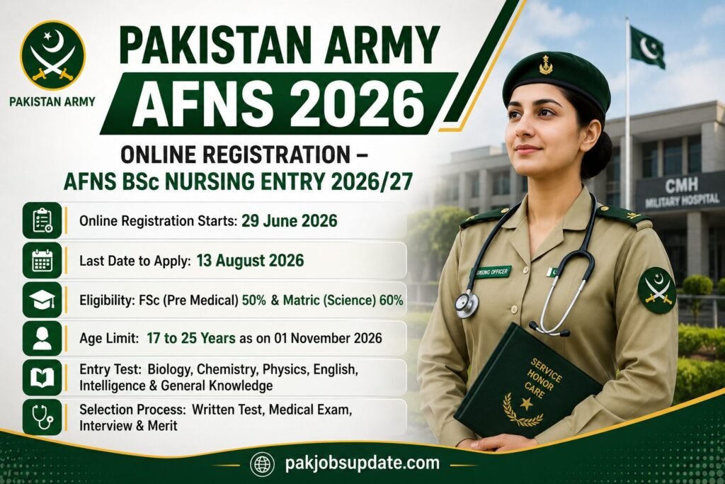 Pakistan Army AFNS 2026 Online Registration – AFNS BSc Nursing Entry 2026/27