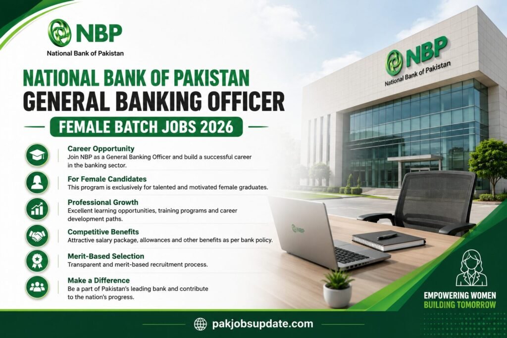 National Bank of Pakistan General Banking Officer Female Batch Jobs 2026