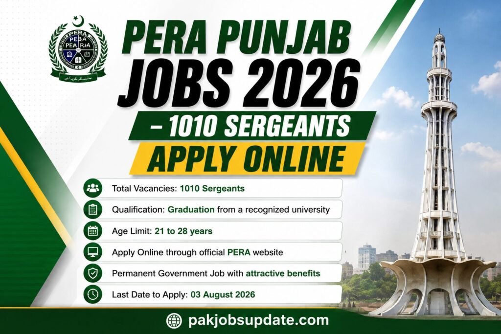 PERA Punjab Jobs 2026 – 1010 Sergeants Apply Online
