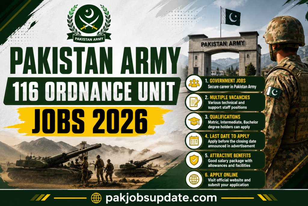 Pakistan Army 116 Ordnance Unit Jobs 2026