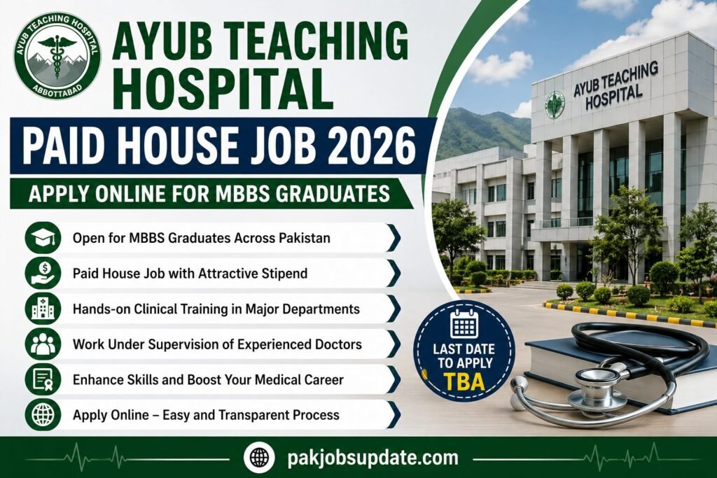 Ayub Teaching Hospital Paid House Job 2026 Apply Online For MBBS Graduates
